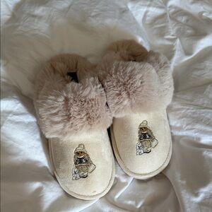 Ralph Lauren Beige Fur-Lined Slippers